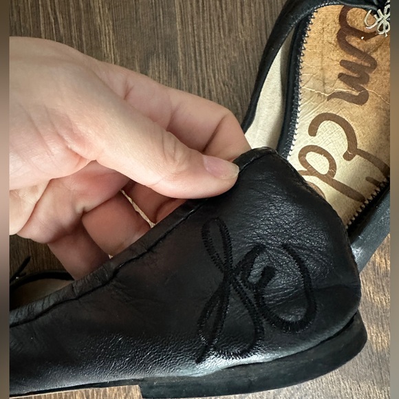 Sam Edelman Felicia Black Leather Ballet Flats with Bow - Picture 3 of 4